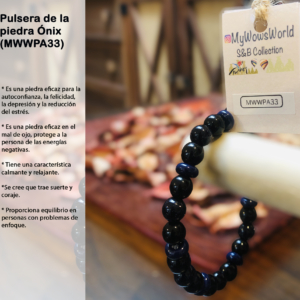 ( MWWPA33) Pulsera de piedra de ónix