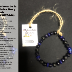 ( MWWPA44) Pulsera de piedra de oro y ónix