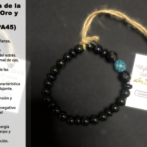 ( MWWPA45) Pulsera de piedra de oro y ónix