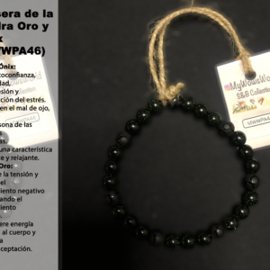 ( MWWPA46) Pulsera de piedra de oro y ónix