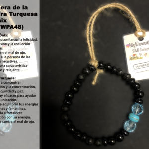 ( MWWPA48) Pulsera de piedra de turquesa y ónix