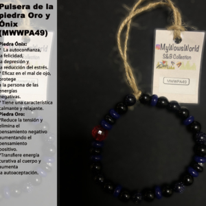 ( MWWPA49)Pulsera de piedra de oro y ónix