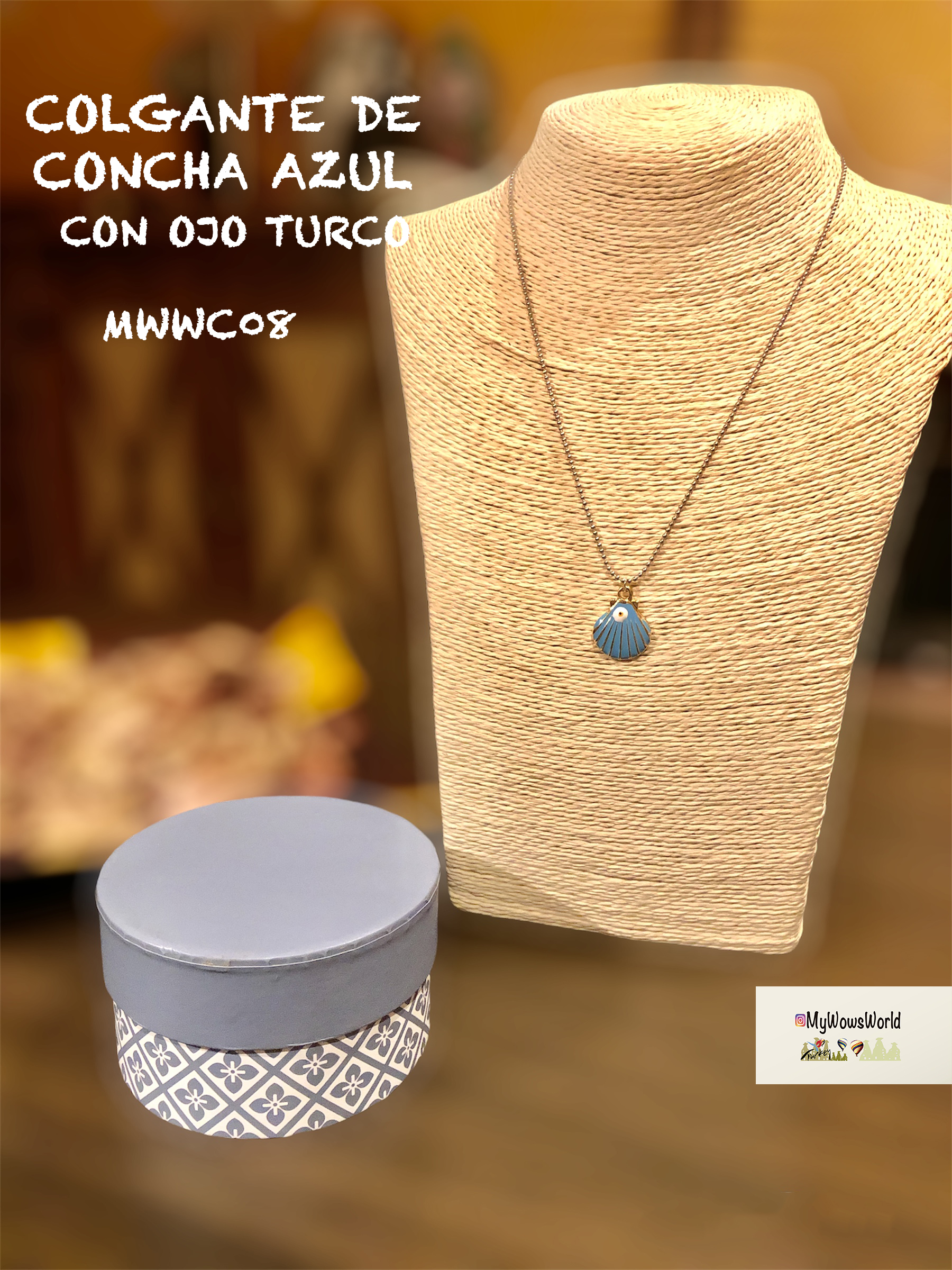 MWWCG08-Colgante de Concha Azul con Ojo Turco